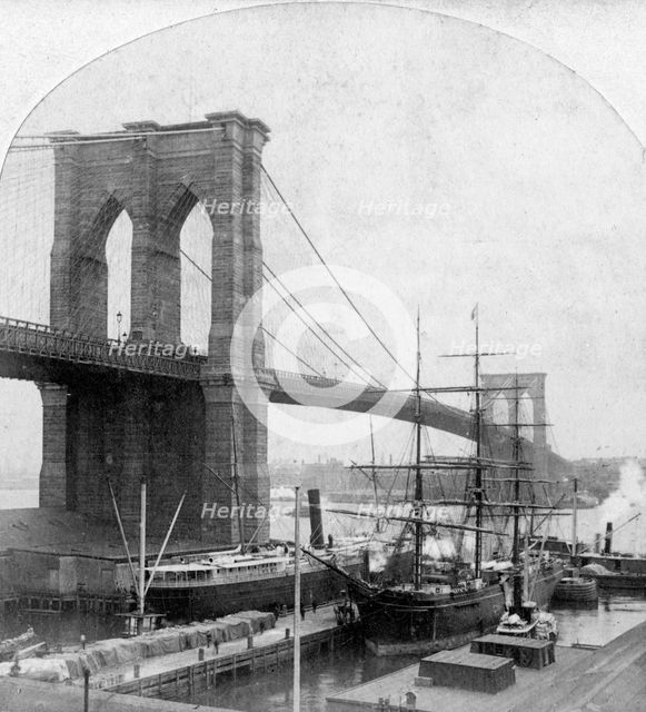 Brooklyn Bridge, New York, USA, late 19th century.Artist: William H Rau