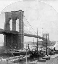 Brooklyn Bridge, New York, USA, late 19th century.Artist: William H Rau