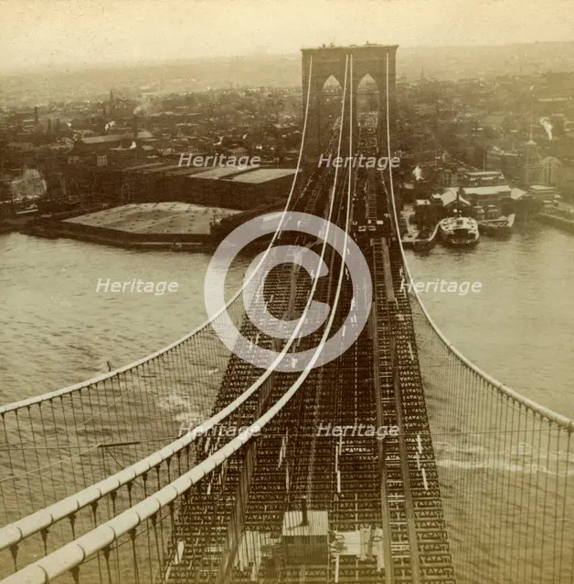 Brooklyn from one of the towers of the Suspension Bridge, New York, USA.Artist: Kilburn Brothers