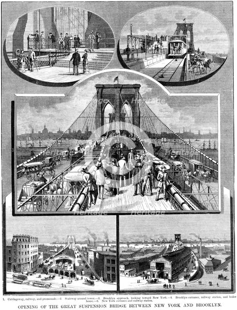 Brooklyn Suspension Bridge, New York, 1883. Artist: Unknown