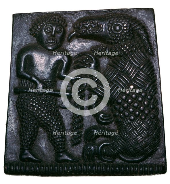 Bronze matrix for making decorative plaques for helmets, 8th century. Artist: Unknown