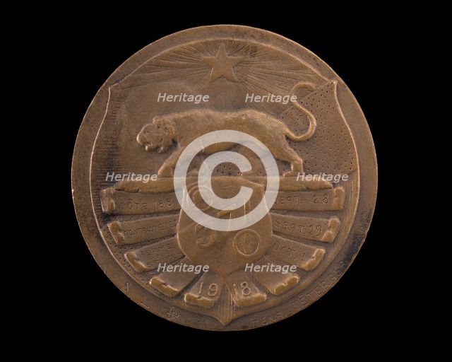 Bronze Medal honoring the 371st Infantry, 1918. Creator: Henri Teterger.
