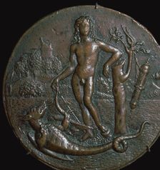 Bronze medallion of the Greek god Apollo and the serpent Python, 15th century. Artist: Antonio de Brescia