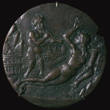Bronze medallion of Abundance and a Satyr 15th century. Artist: Antonio de Brescia
