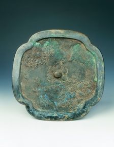 Bronze mirror with phoenix, stork and peonies, Northern Song dynasty, China, 11th century. Creator: Unknown