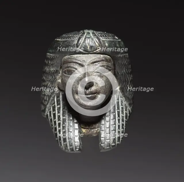 Bronze Mount from a "Shawabty Bundle": Head, c. 1336-1256 BC. Creator: Unknown.
