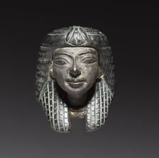 Bronze Mount from a "Shawabty Bundle": Head, c. 1336-1256 BC. Creator: Unknown