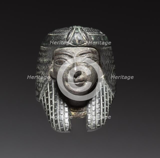 Bronze Mount from a "Shawabty Bundle": Head, c. 1336-1256 BC. Creator: Unknown.