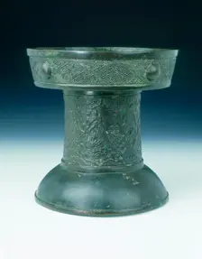 Bronze offertory stand with landscape decoration, Ming dynasty, China, 1485. Creator: Unknown