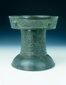Bronze offertory stand with landscape decoration, Ming dynasty, China, 1485. Creator: Unknown