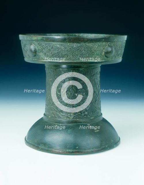 Bronze offertory stand with landscape decoration, Ming dynasty, China, 1485. Creator: Unknown.