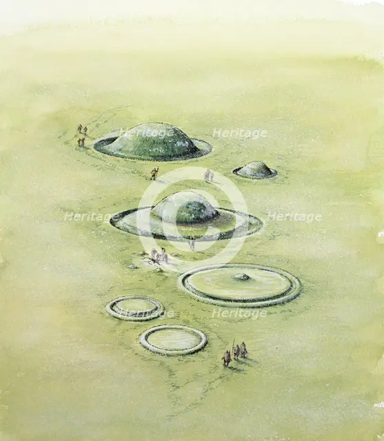 Bronze Age barrow types, Bronze Age, (c1990-2010). Artist: Peter Dunn.