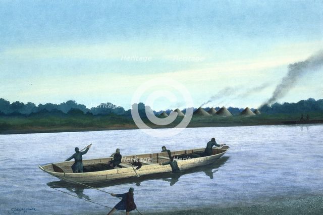 Bronze Age boat on the River Thames. Creator: Frank Gardiner.