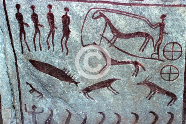 Bronze Age rock carvings, Kivik, Scania, Sweden. Creator: Unknown.