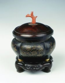 Bronze and marbled metal tripod incense burner, Qing dynasty, China, late 17th-early 18th century