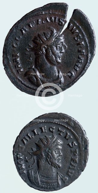 Bronze antoninianus coins, Roman, c293-c296 AD. Creator: Unknown.