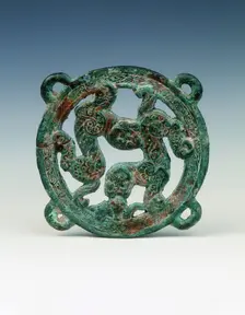 Bronze applique with tigers and boar design, Eastern Zhou dynasty, China, 5th century BC. Creator: Unknown