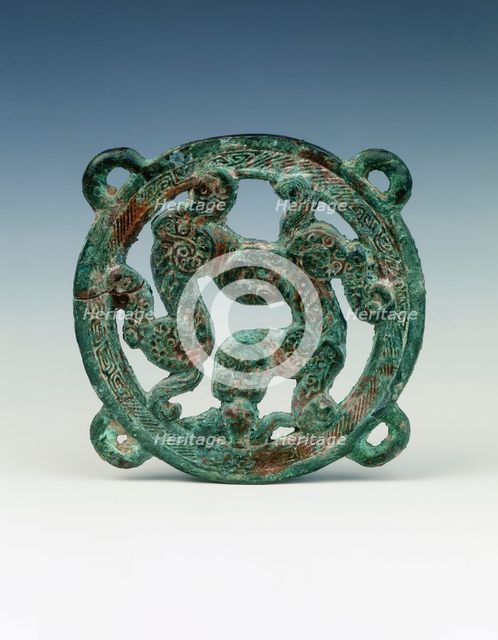 Bronze applique with tigers and boar design, Eastern Zhou dynasty, China, 5th century BC. Creator: Unknown.