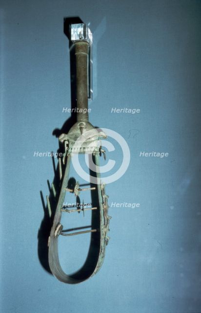 Bronze arched sistrum with Hathor head decoration, late Period, after 600BC. Artist: Unknown.