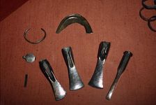 Bronze Artefacts Chisel, Axes, Sickle from Bavaria, South Germany, Bronze Age, 12th-8th century BC