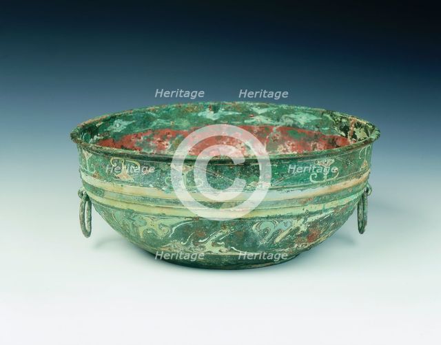 Bronze basin painted with cloud scrolls, Western Han dynasty, China, 2nd century BC. Artist: Unknown