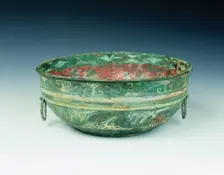Bronze basin painted with cloud scrolls, Western Han dynasty, China, 2nd century BC. Creator: Unknown