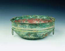 Bronze basin painted with cloud scrolls, Western Han dynasty, China, 2nd century BC