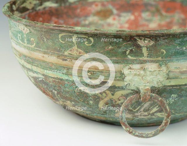 Bronze basin painted with cloud scrolls, Western Han dynasty, China, 2nd century BC. Artist: Unknown