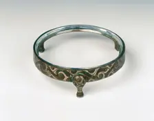 Bronze binding for vessel, with silver inlays, Eastern Zhou dynasty, China, c3rd century BC. Creator: Unknown