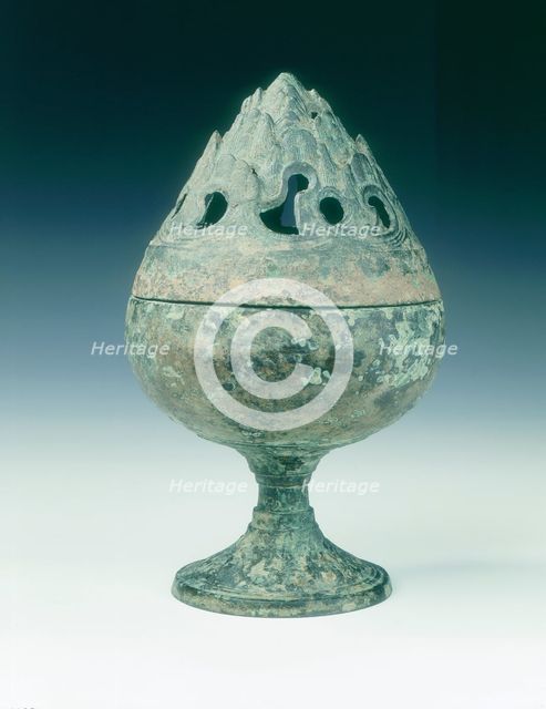 Bronze boshanlu censer, Wang-Mang Interregnum, China, 9-25. Creator: Unknown.