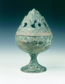 Bronze boshanlu censer, Wang-Mang Interregnum, China, 9-25. Creator: Unknown