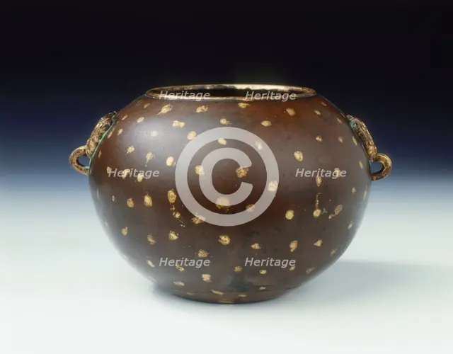 Bronze censer with gold encrustations, Chongzhen period, Ming dynasty, China, 1628-1644. Creator: Unknown.