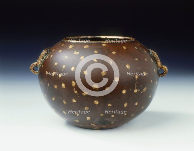 Bronze censer with gold encrustations, Chongzhen period, Ming dynasty, China, 1628-1644. Creator: Unknown.