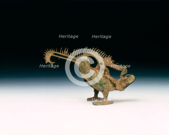 Bronze cormorant with a fish in its beak, Eastern Han dynasty, China, 25-220. Creator: Unknown.