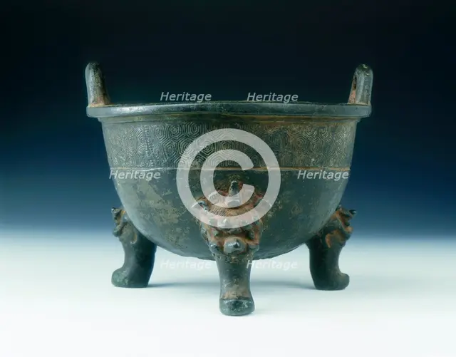 Bronze ding with tortoise shell diaper pattern, Ming dynasty, China, 1528. Creator: Unknown.