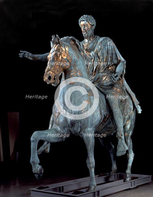 Bronze equestrian statue from the 2nd century of Marcus Aurelius (121-180), Roman Emperor..