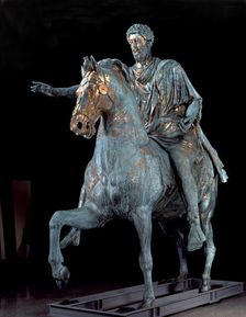 Bronze equestrian statue from the 2nd century of Marcus Aurelius (121-180), Roman Emperor.