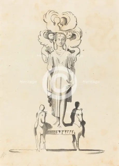 Bronze Figure of Minerva, Found in the Barrow of Achilles, published 1829. Creator: W Walton.