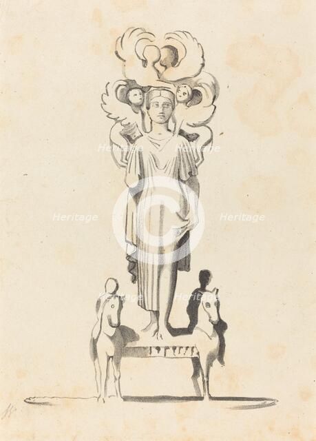 Bronze Figure of Minerva, Found in the Barrow of Achilles, published 1829. Creator: W Walton.