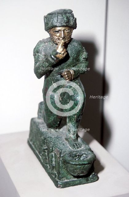 Bronze figurine of a kneeling worshipper, Larsa, 2nd millenium BC. Artist: Unknown
