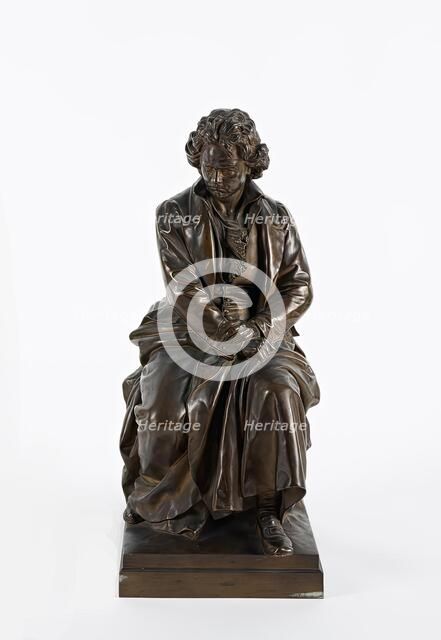 Bronze figurine of Ludwig van Beethoven, 1877.  Creator: Kaspar Clemens Zumbusch.