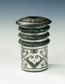 Bronze fitting with silver inlays, Eastern Zhou dynasty, China, 4th-3rd century BC. Creator: Unknown