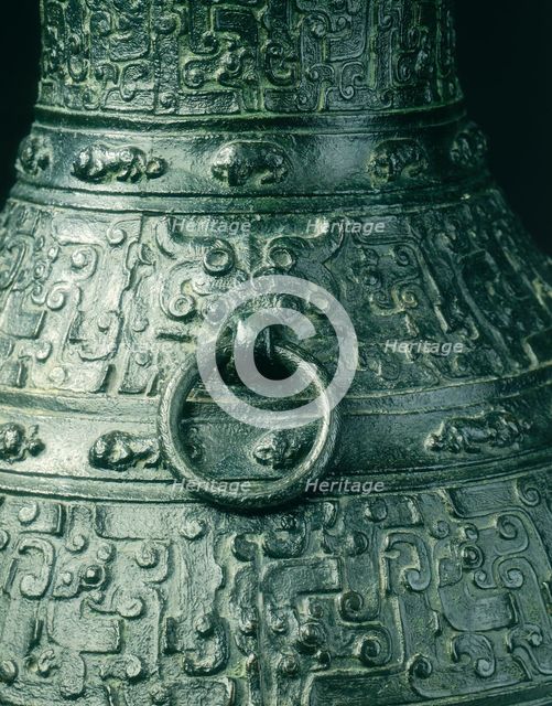 Bronze hu with animals and humans, Late Spring and Autumn, China, 5th century BC. Creator: Unknown.