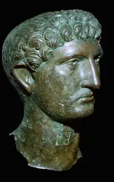 Bronze head from a statue of the Roman Emperor Hadrian, Roman Britain, 2nd century