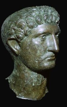 Bronze head from a statue of the Roman Emperor Hadrian, Roman Britain, 2nd century