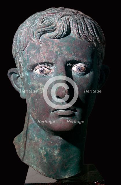 Bronze head of Augustus, Roman, from Meroë, Sudan, c27-c25 BC. Artist: Unknown