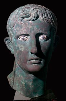 Bronze head of Augustus, Roman, from Meroë, Sudan, c27-c25 BC