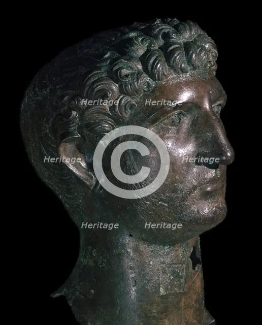Bronze head of Hadrian, 1st century. Artist: Unknown