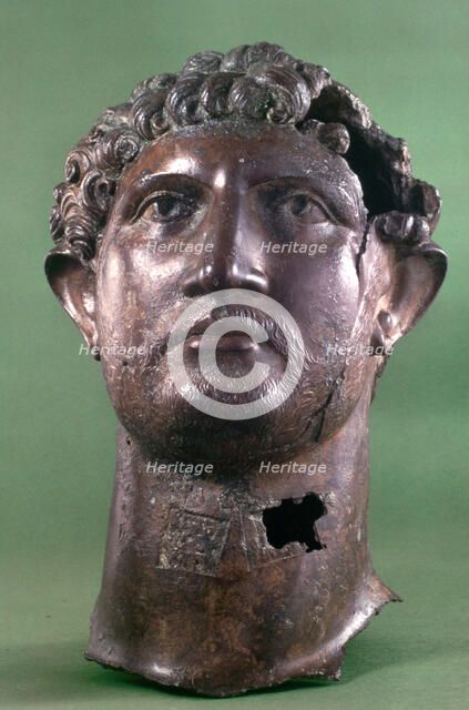 Bronze head of the Emperor Hadrian, 2nd century AD. Artist: Unknown