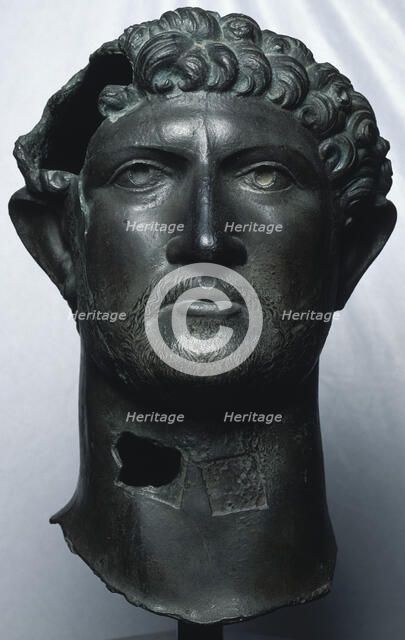 Bronze head of the Emperor Hadrian, Roman, (c122 AD?). Artist: Unknown